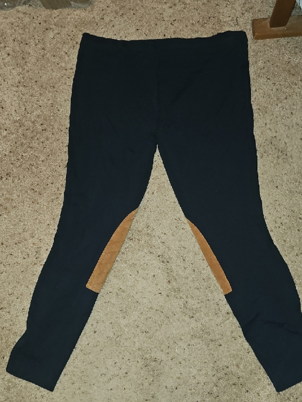 Polo by Ralph Lauren Navy Riding Leggings with Tan Knee Patches - Picture 3 of 3